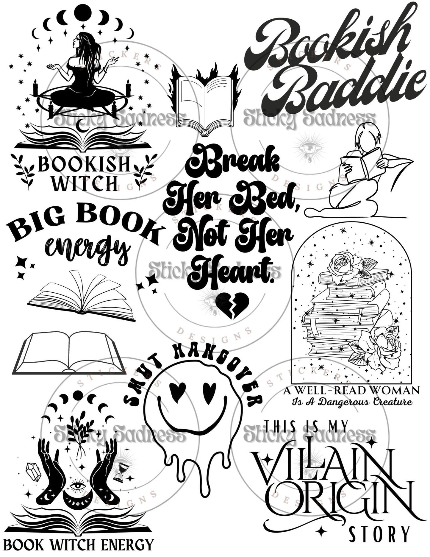 Bookish Vibes Type Temporary Tattoos, Gift for Book Lover, Bookish Gift, Flash, Party Supplies, Book Club gift, good girl, dark romance, smu