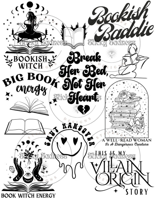 Bookish Vibes Type Temporary Tattoos, Gift for Book Lover, Bookish Gift, Flash, Party Supplies, Book Club gift, good girl, dark romance, smu