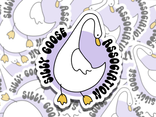 Silly Goose Association Waterproof Vinyl Sticker, Gift for Friend, Funny Sticker for Kindle Laptop Water Bottle Journal