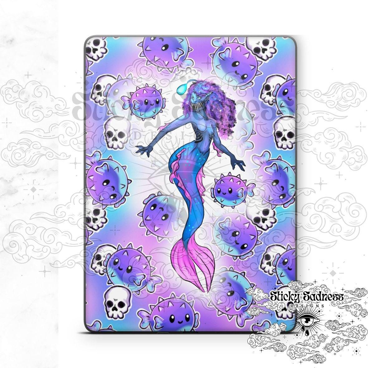 Lavender Siren Character eReader Tablet Insert for Kindle Kobo iPad Boox Fire, eReader Insert, eReader Design, Bookish Gift for Booklover