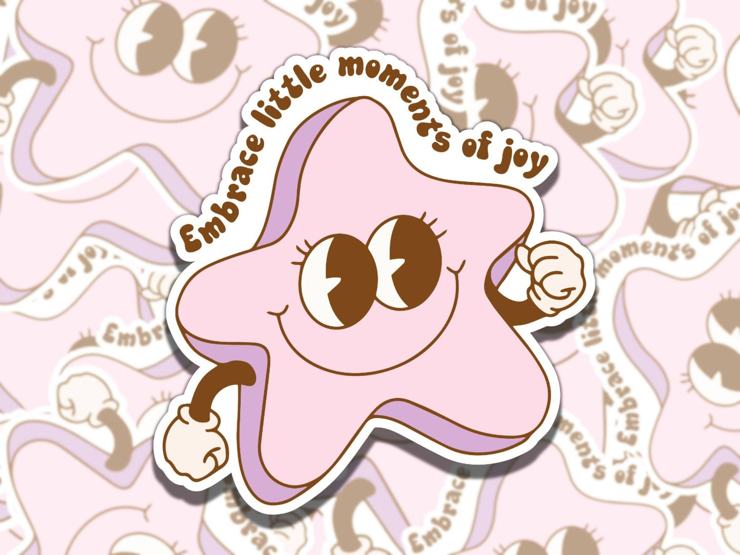 Embrace Little Moments of Joy Cute Pink Mental Health Affirmation Sticker, Gift for Friend,  Sticker for Kindle Laptop Water Bottle