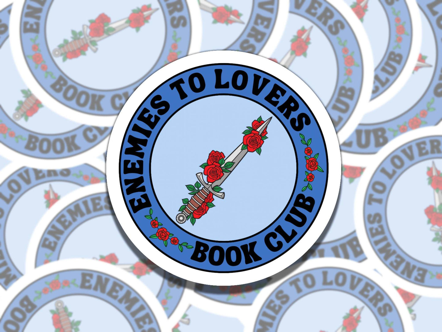 Enemies to Lovers Book Club Sticker, Reading Vinyl Sticker, Waterproof eReader, Kindle, Cute Blue Sticker, Gift for Bookworm, Bookish Gift