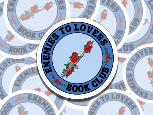 Enemies to Lovers Book Club Sticker, Reading Vinyl Sticker, Waterproof eReader, Kindle, Cute Blue Sticker, Gift for Bookworm, Bookish Gift