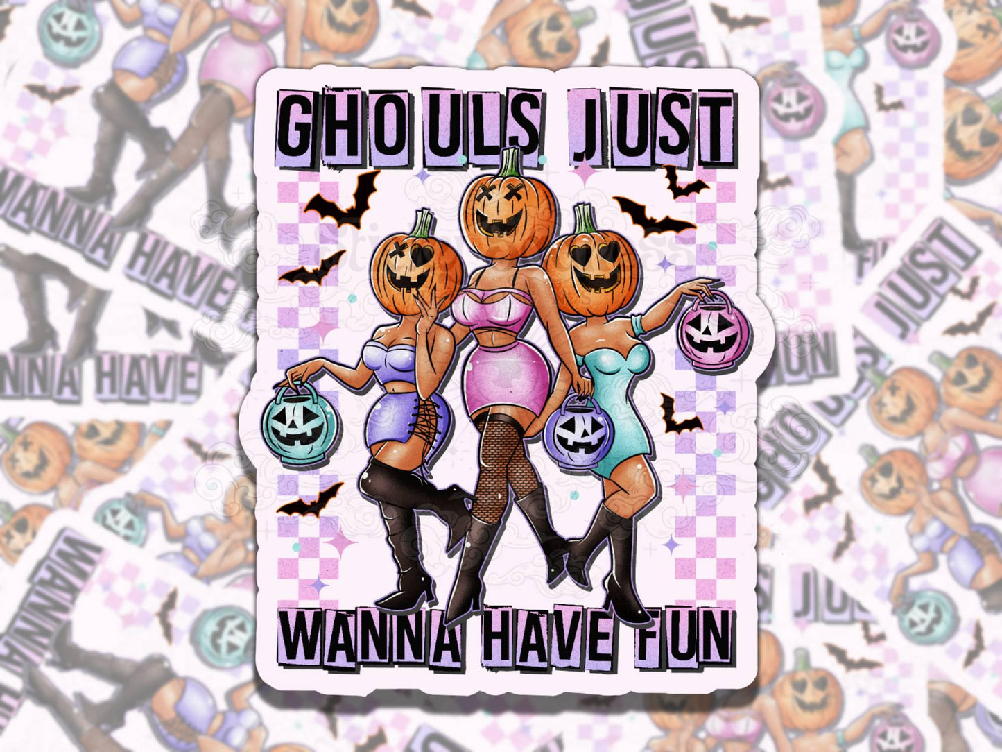 Ghouls Just Wanna Have Fun Cute Spooky Waterproof Vinyl Sticker, Gift for Friend, Funny Sticker for Kindle Laptop Water Bottle Jour