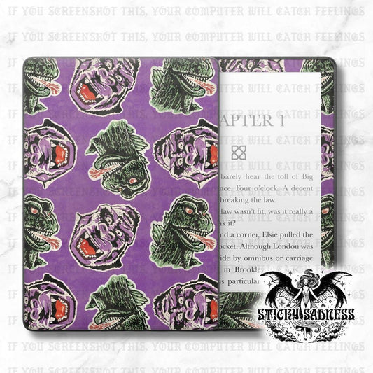 Purple Kaiju Spooky Vintage Monster Decal Insert Skin, Vinyl Wrap for Kindle Kobo iPad Boox Fire, Gift for Book Lover, BookTok Accessories