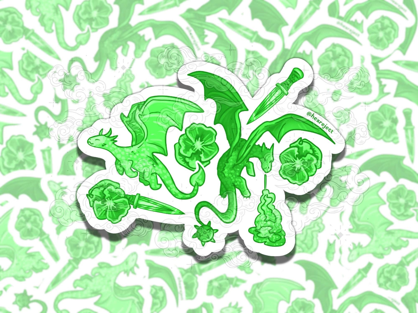 Dragon Porcelain Cute Witchy Waterproof Vinyl Sticker, Gift for Girl Friend, Funny Sticker for Kindle Laptop Water Bottle Journal