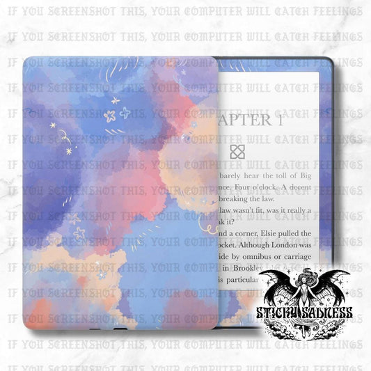 The image is a colorful abstract painting with a text overlay that appears to be a definition or explanation of a word or concept.