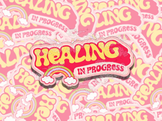 Healing in Progress Cute Mental Health Sticker, Affirmation Sticker, Gift for Friend,  Sticker for Kindle Laptop Water Bottle Journ