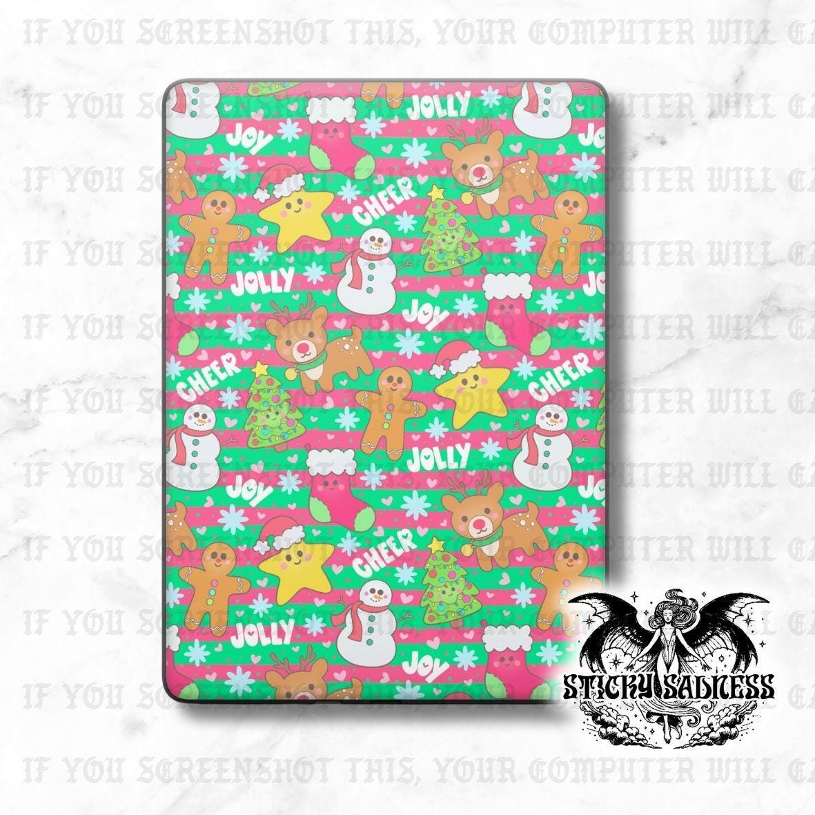 Red Green Holiday Joy Christmas Insert Decal Sticker Skin, Vinyl Wrap for Kindle Kobo iPad Boox Fire, Gift for Book Lover, BookTok Accessory