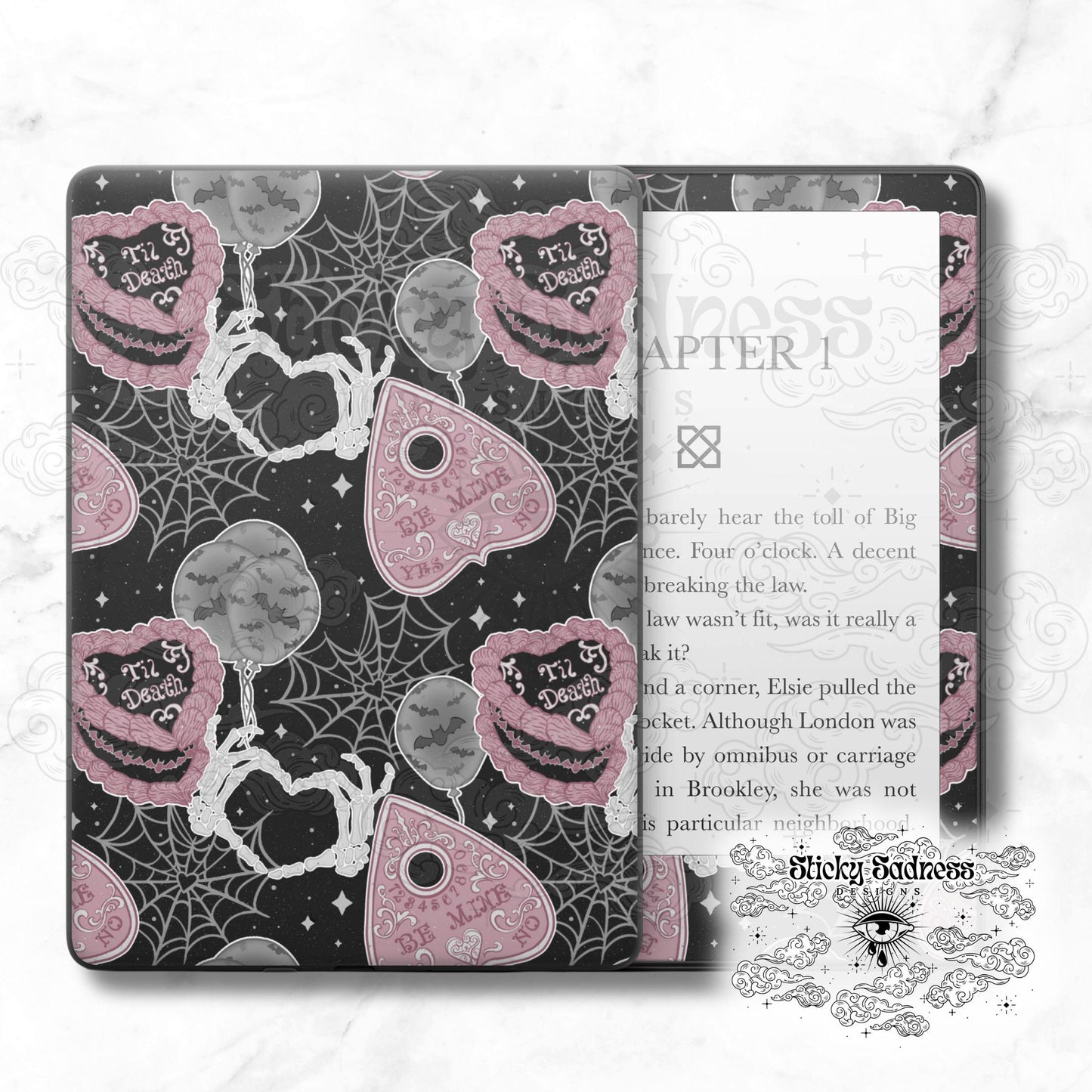 Spooky V-Day Valentine's Insert Skin, Cute Vinyl Wrap for Kindle Kobo iPad Boox Fire, Gift for Valentine Book Lover, BookTok Accessories
