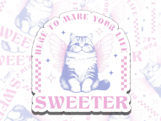 Cute funny waterproof vinyl sticker for cat lover, fun sticker gift for best friend, funny decal for laptop water bottle kindle