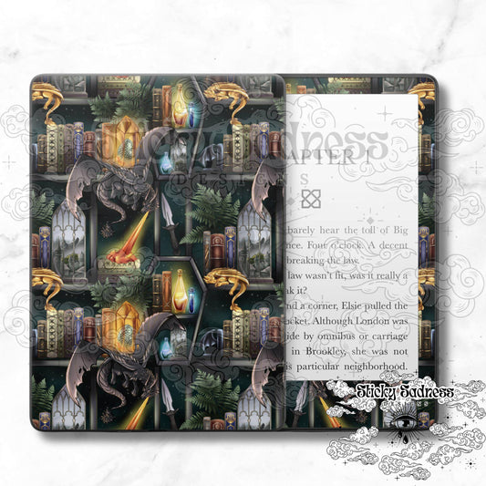 Bookish Forest Dragon Decal Insert Skin, Cute Fantasy Vinyl Wrap for Kindle Kobo iPad Boox Fire, Gift for Book Lover, BookTok Accessories