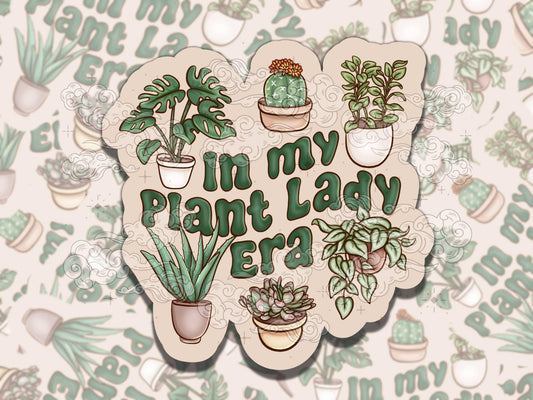 In My Plant Lady Era Cute Waterproof Vinyl Sticker, Girly Gift for Coffee Lover, Funny Sticker for Kindle Laptop Water Bottle Journal