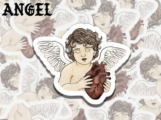 Vintage Cherubs Whimsigoth Waterproof Vinyl Sticker, Girly Gift for Friend, Funny Sticker for Kindle Laptop Water Bottle Journal