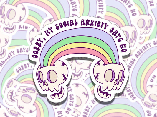 My Social Anxiety Says No Mental Health Sticker, Affirmation Sticker, Gift for Friend, Funny Sticker for Kindle Laptop Water Bottle Journal
