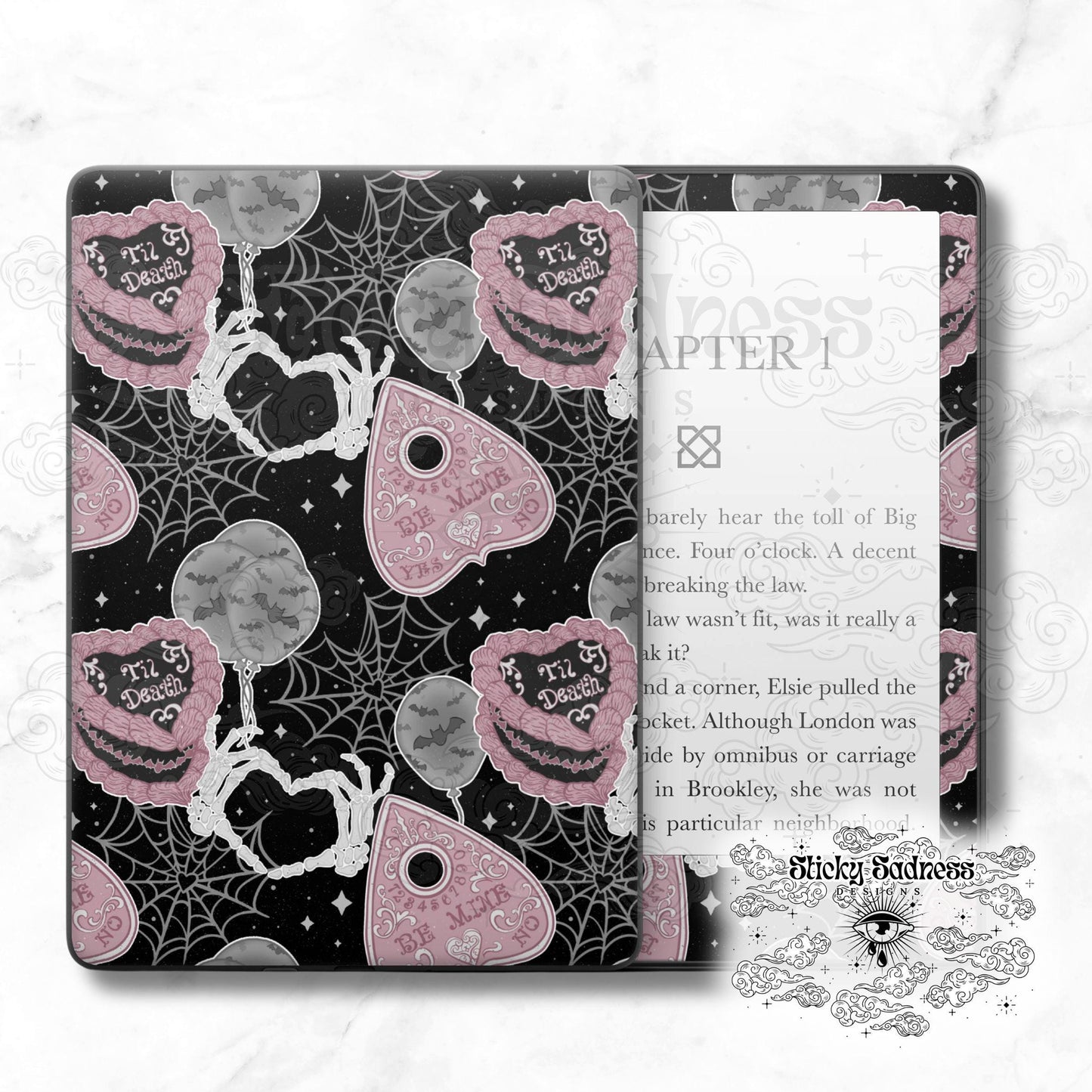 Spooky V-Day Valentine's Insert Skin, Cute Vinyl Wrap for Kindle Kobo iPad Boox Fire, Gift for Valentine Book Lover, BookTok Accessories