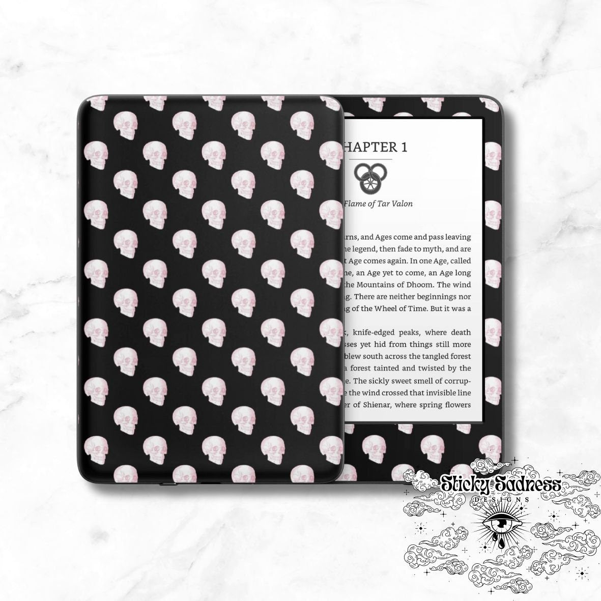 Cute Pastel Skull Decals Insert Skin, Cute Vinyl Wrap for Kindle Kobo iPad Boox Fire, Gift for Book Lover, BookTok Accessories