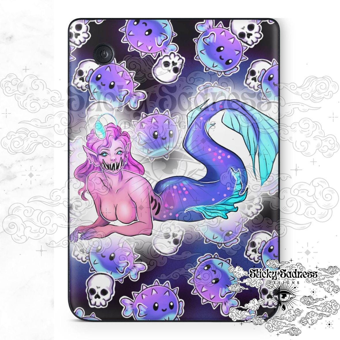 Black Siren Character eReader Tablet Insert for Kindle Kobo iPad Boox Fire, eReader Insert, eReader Design, Bookish Gift for Booklover