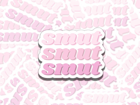 Smut Smut Smut Sticker, Pink Aesthetic Reading Vinyl Sticker, Smutty Waterproof eReader, Kindle, Cute Funny Gift for Bookworm, Bookish Gift
