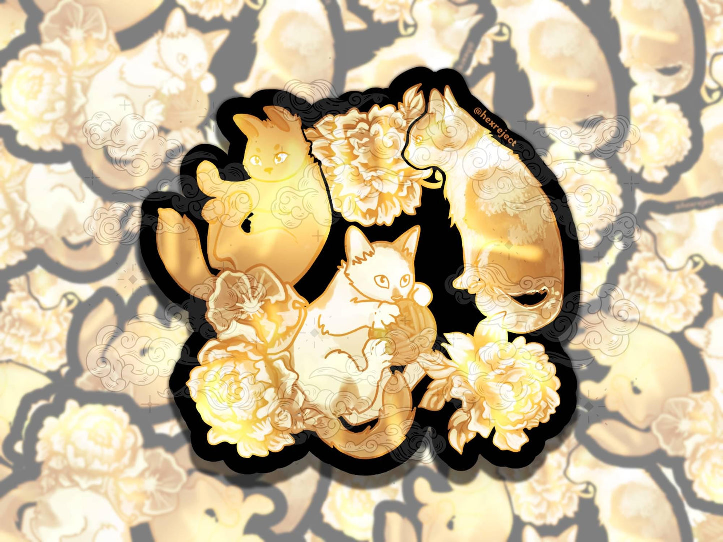 Kitty Porcelain Cute Witchy Waterproof Vinyl Sticker, Gift for Girl Friend, Funny Sticker for Kindle Laptop Water Bottle Journal