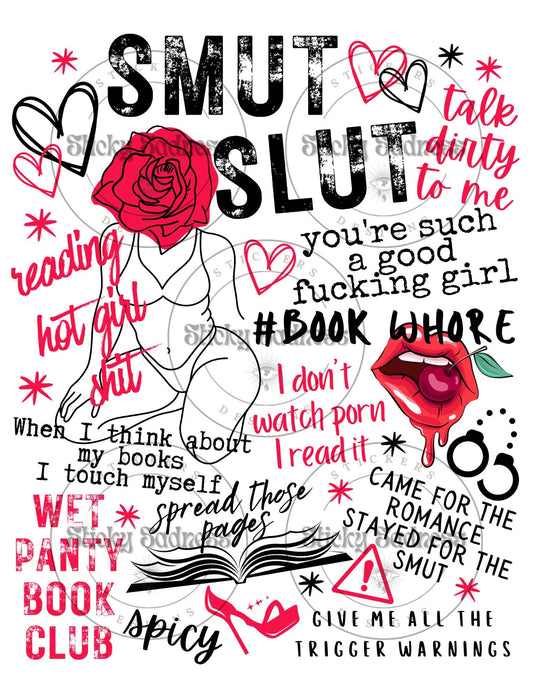 Smut Slut Temporary Tattoos, Gift for Book Lover, Bookish Gift, Flash, Party Supplies, Book Club gift, good girl, stfuattdlagg, smut