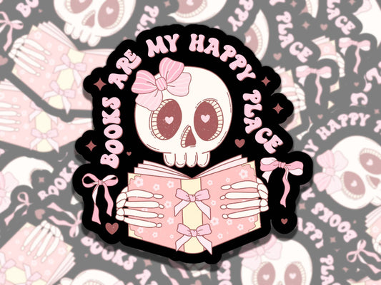 Books are My Happy Place Sticker, Reading Vinyl Sticker, BookTok Waterproof eReader, Kindle, Cute Funny Gift for Bookworm, Bookish Gift