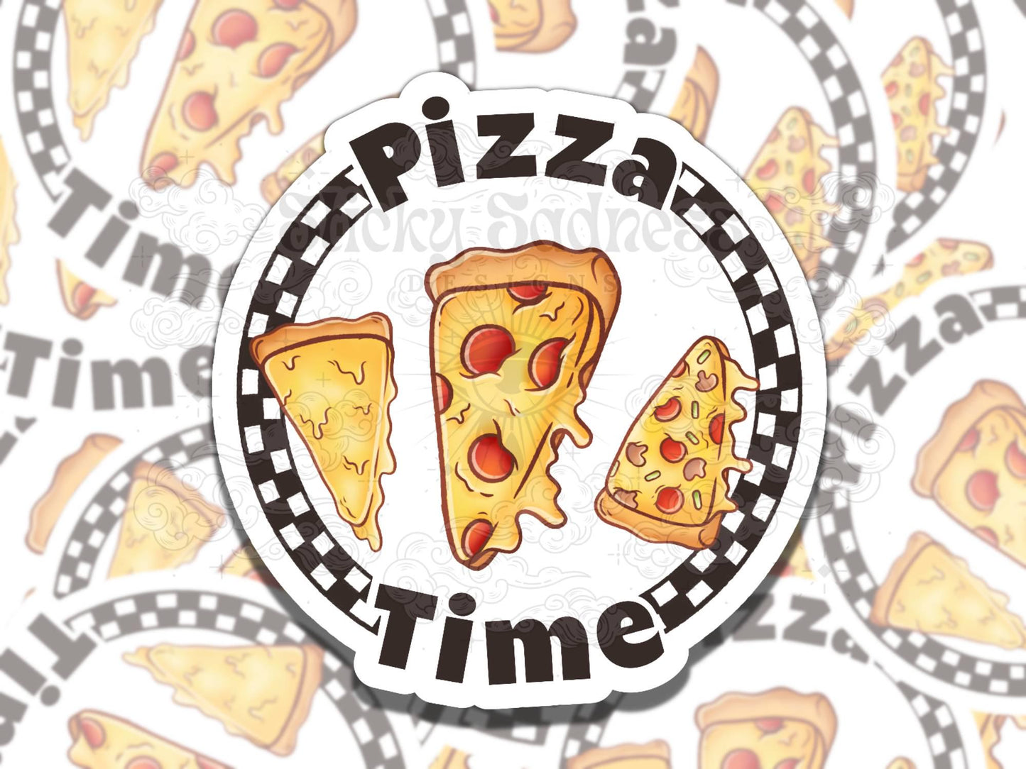 Pizza Time Fun Cute Girly Waterproof Vinyl Sticker, Gift for Girl Friend, Funny Sticker for Kindle Laptop Water Bottle Journal
