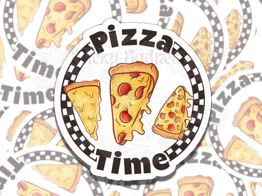 Pizza Time Fun Cute Girly Waterproof Vinyl Sticker, Gift for Girl Friend, Funny Sticker for Kindle Laptop Water Bottle Journal