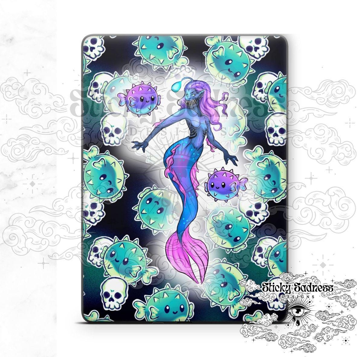 Green Siren Character eReader Tablet Insert for Kindle Kobo iPad Boox Fire, eReader Insert, eReader Design, Bookish Gift for Booklover