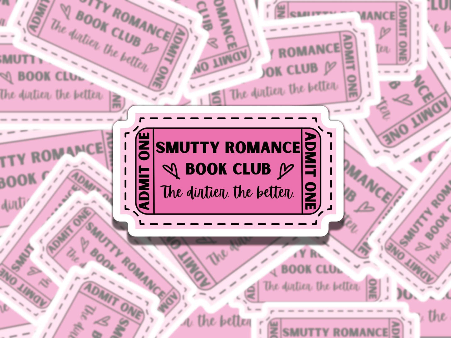 Smutty Romance Book Club Ticket Sticker, Reading Vinyl Sticker, Smutty Waterproof eReader, Kindle, Cute Funny Gift for Bookworm, Bookish Gif