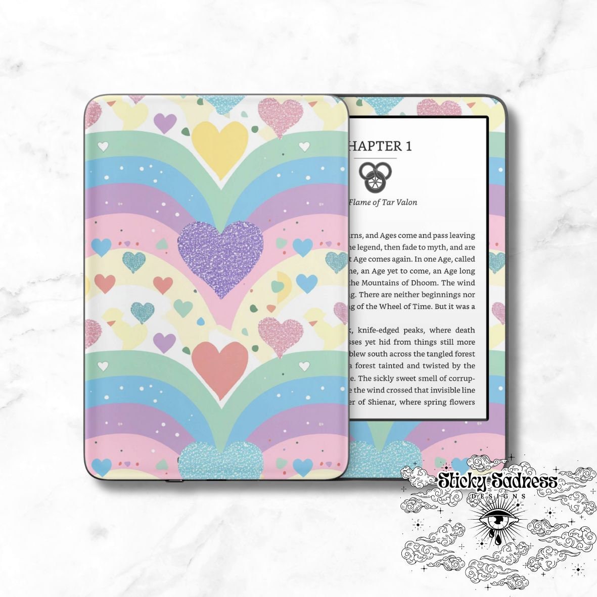 Pastel Rainbow Decals Insert Skin, Cute Vinyl Wrap for Kindle Kobo iPad Boox Fire, Gift for Book Lover, BookTok Accessories