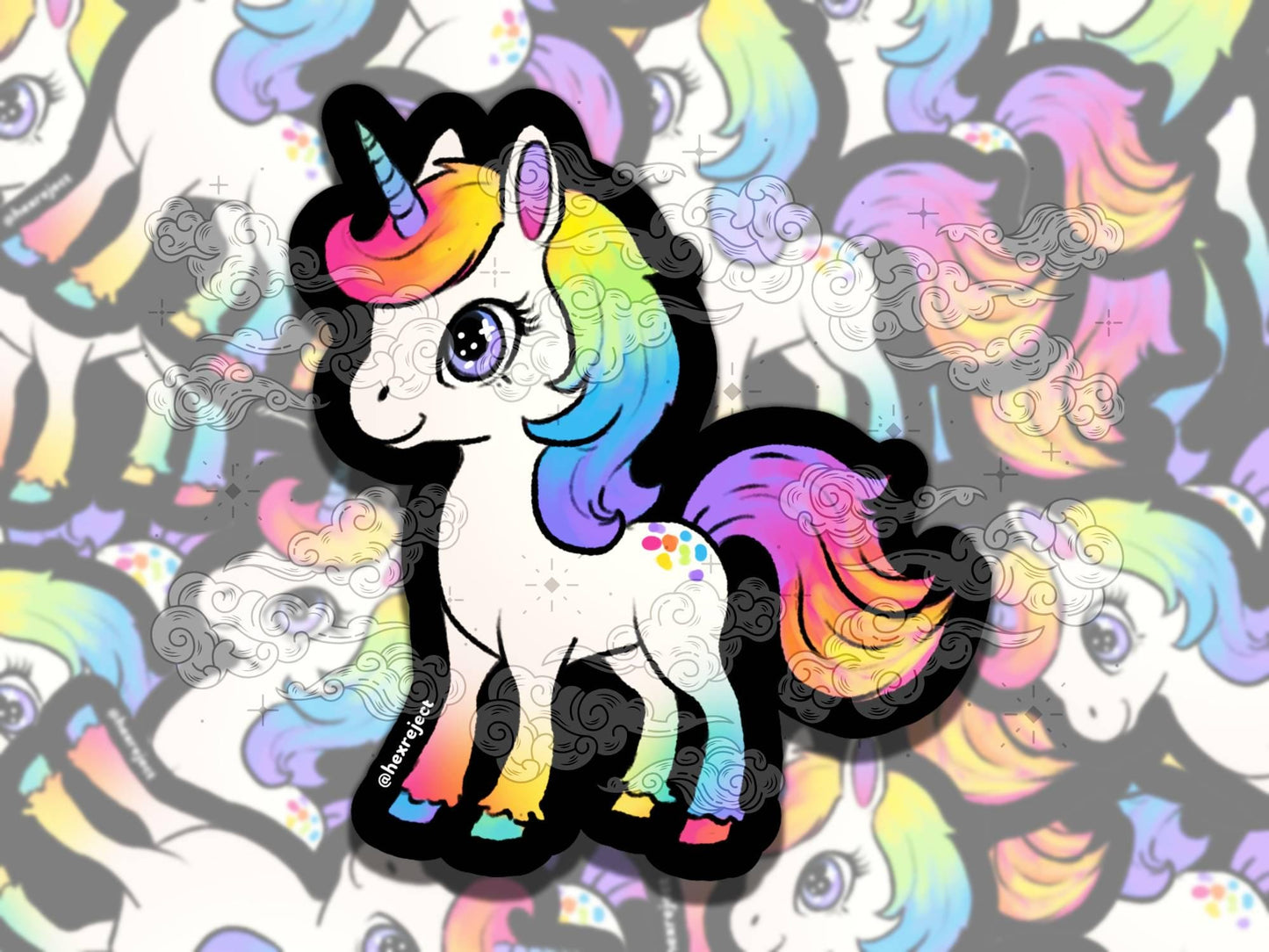 Rainbow Rebel Unicorn Cute Fantasy Waterproof Vinyl Sticker, Gift for Girl Friend, Funny Sticker for Kindle Laptop Water Bottle Journal