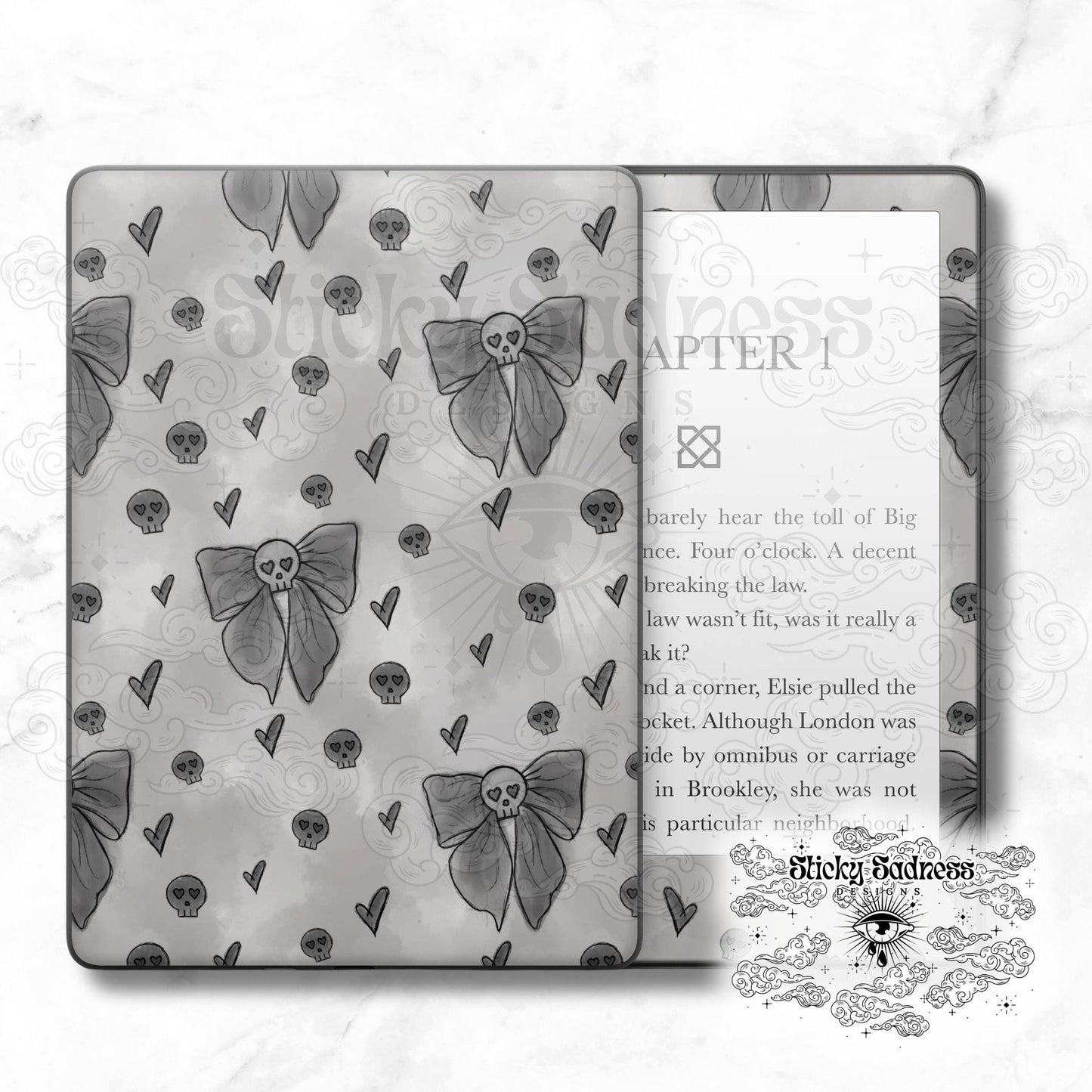 Grey Skull Bow Goth