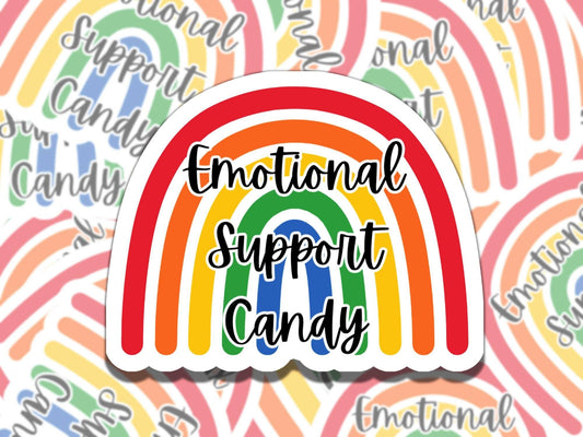 Emotional Support Candy Sticker Rainbow, Vinyl Sticker, Gift for Candy Lover, Gift for Sweet Tooth, Rainbow Sticker, Candy Container Label