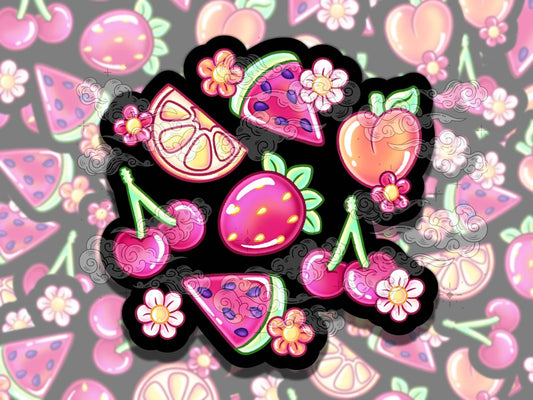 Neon Fruit Cute Fun Summer Waterproof Vinyl Sticker, Gift for Girl Friend, Funny Sticker for Kindle Laptop Water Bottle Journal