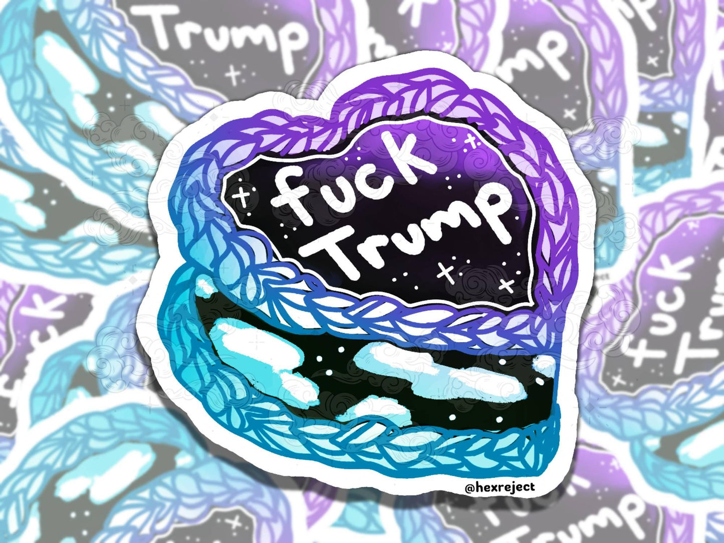 Fuck Trump Cutesy Cakes Human Rights Waterproof Vinyl Sticker, Gift for Girl Friend, Funny Sticker for Kindle Laptop Water Bottle Journal