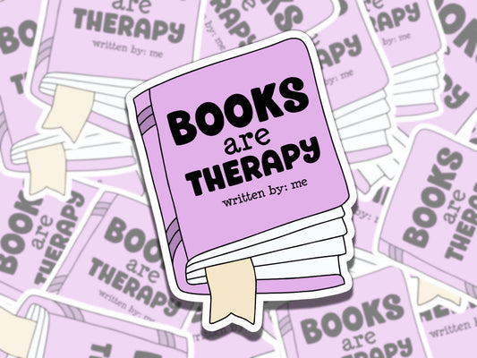 Books are Therapy Sticker, Purple Reading Vinyl Sticker, BookTok Waterproof eReader, Kindle, Cute Funny Gift for Bookworm, Bookish Gift