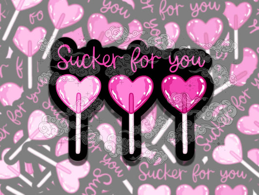Sucker for You Cute Pink Valentine's Waterproof Vinyl Sticker, Gift for Girl Friend, Funny Sticker for Kindle Laptop Water Bottle Journal