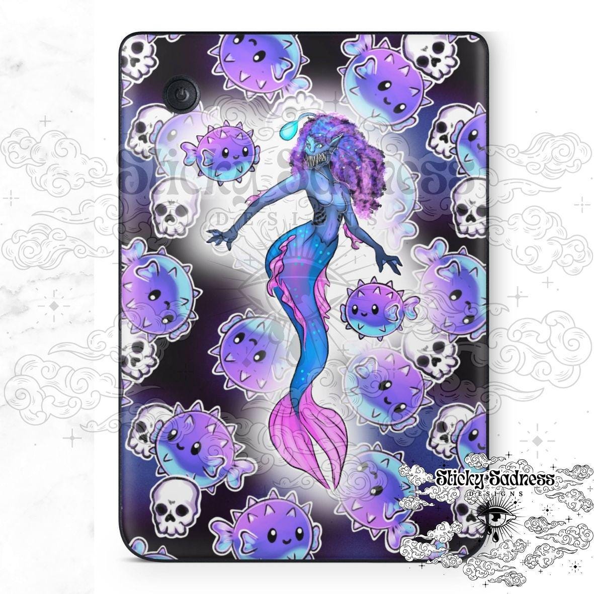 Black Siren Character eReader Tablet Insert for Kindle Kobo iPad Boox Fire, eReader Insert, eReader Design, Bookish Gift for Booklover