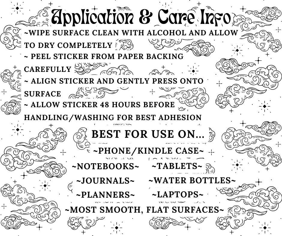 Black Dragon Wildflower Roll Bookish Waterproof Vinyl Sticker, Gift for Girl Friend, Funny Sticker for Kindle Laptop Water Bottle Journal