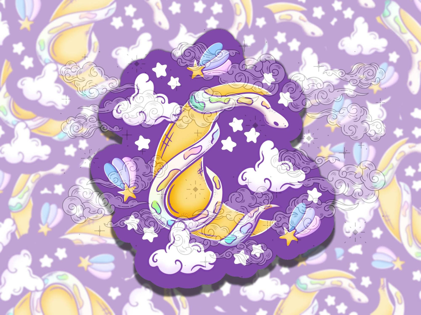 Lunar Snake Cute Witchy Waterproof Vinyl Sticker, Gift for Girl Friend, Funny Sticker for Kindle Laptop Water Bottle Journal