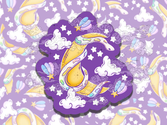 Lunar Snake Cute Witchy Waterproof Vinyl Sticker, Gift for Girl Friend, Funny Sticker for Kindle Laptop Water Bottle Journal