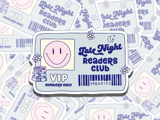 Late Night Readers Club Sticker, Reading Vinyl Sticker, Smutty Waterproof eReader, Kindle, Cute Sticker, Gift for Bookworm, Bookish Gift