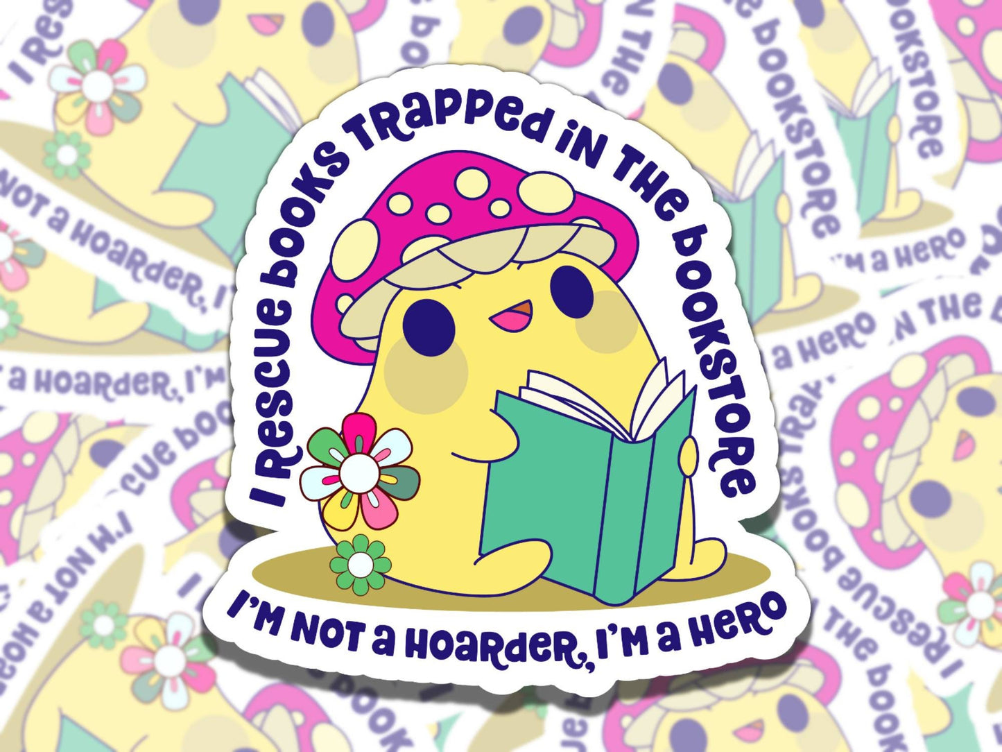 I Rescue Trapped Books Frog Sticker, Reading Vinyl Sticker, BookTok Waterproof eReader, Kindle, Cute Funny Gift for Bookworm, Bookish Gift