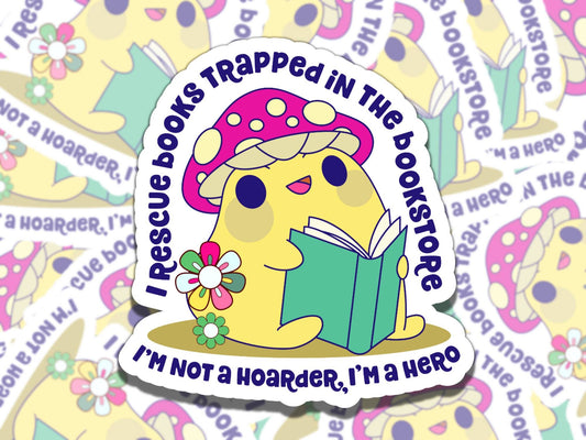 I Rescue Trapped Books Frog Sticker, Reading Vinyl Sticker, BookTok Waterproof eReader, Kindle, Cute Funny Gift for Bookworm, Bookish Gift