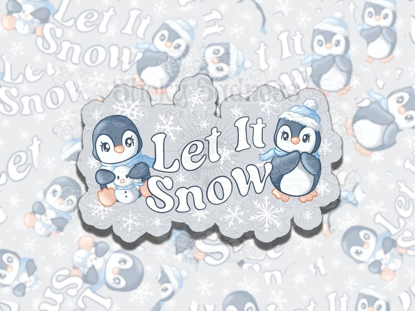 Snowy the Penguin Cute Christmas Winter Waterproof Vinyl Sticker, Gift for Friend, Funny Sticker for Kindle Laptop Water Bottle Journal