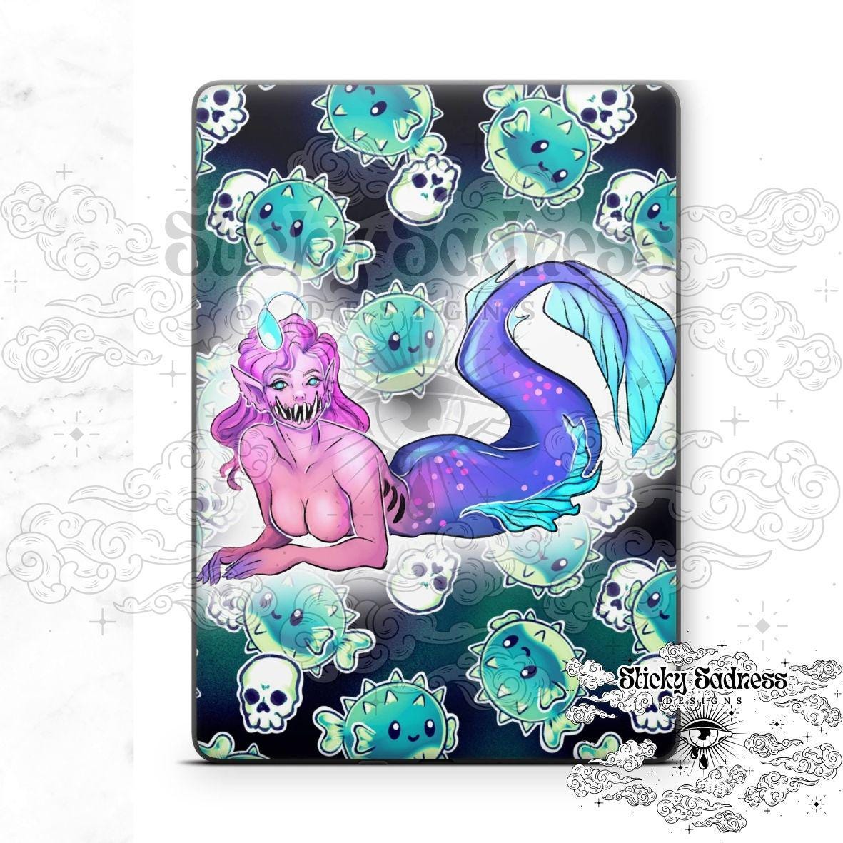 Green Siren Character eReader Tablet Insert for Kindle Kobo iPad Boox Fire, eReader Insert, eReader Design, Bookish Gift for Booklover