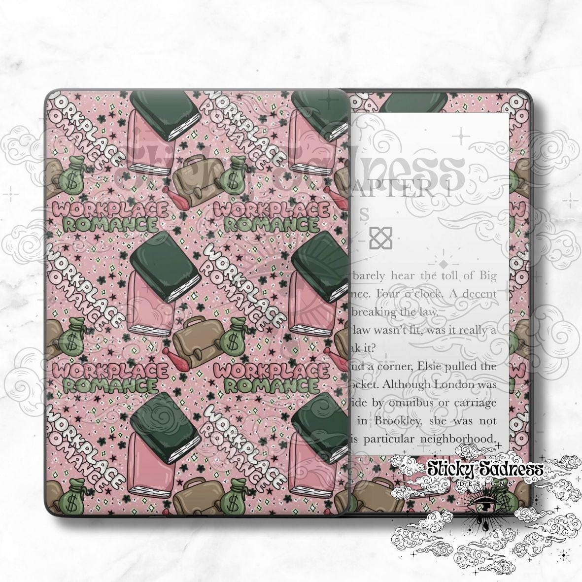 Workplace Romance Bookish Trope Decal Insert Skin, Cute Vinyl Wrap for Kindle Kobo iPad Boox Fire, Bookish Gift, BookTok Accessory