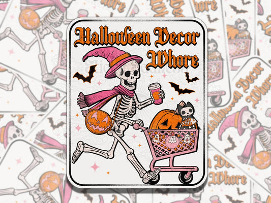 Halloween Decor Whore Cute Spooky Waterproof Vinyl Sticker, Gift for Friend, Funny Sticker for Kindle Laptop Water Bottle Journal