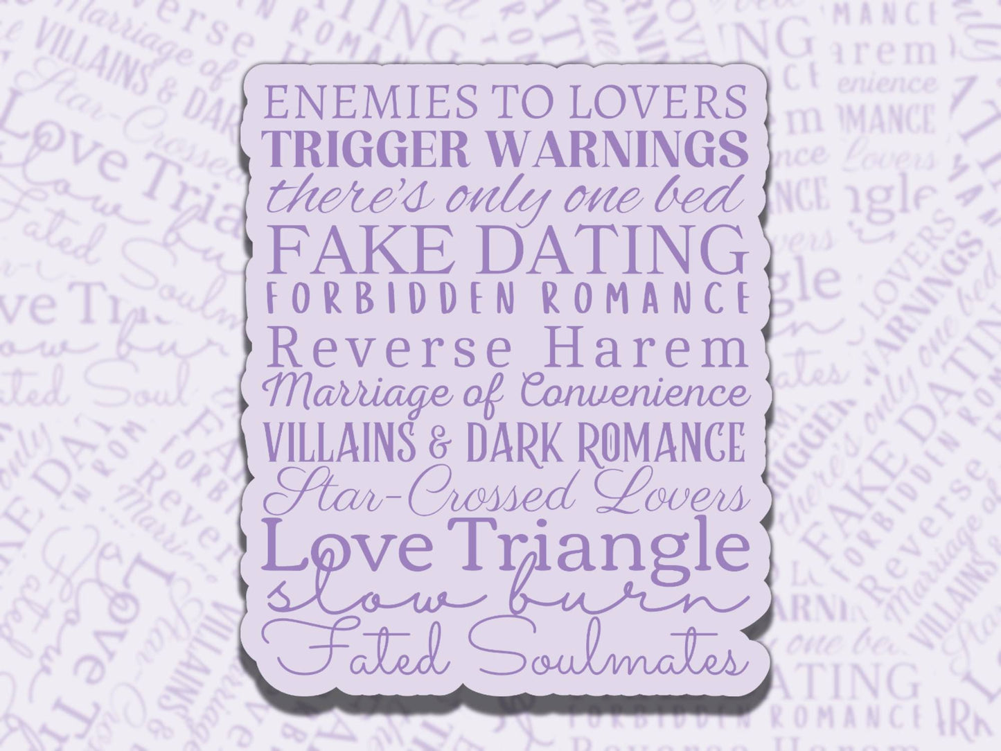 Romantic Book Tropes Sticker Multiple Colors, Reading Vinyl Sticker, Smutty Waterproof eReader, Kindle, Cute Funny Gift for Bookworm